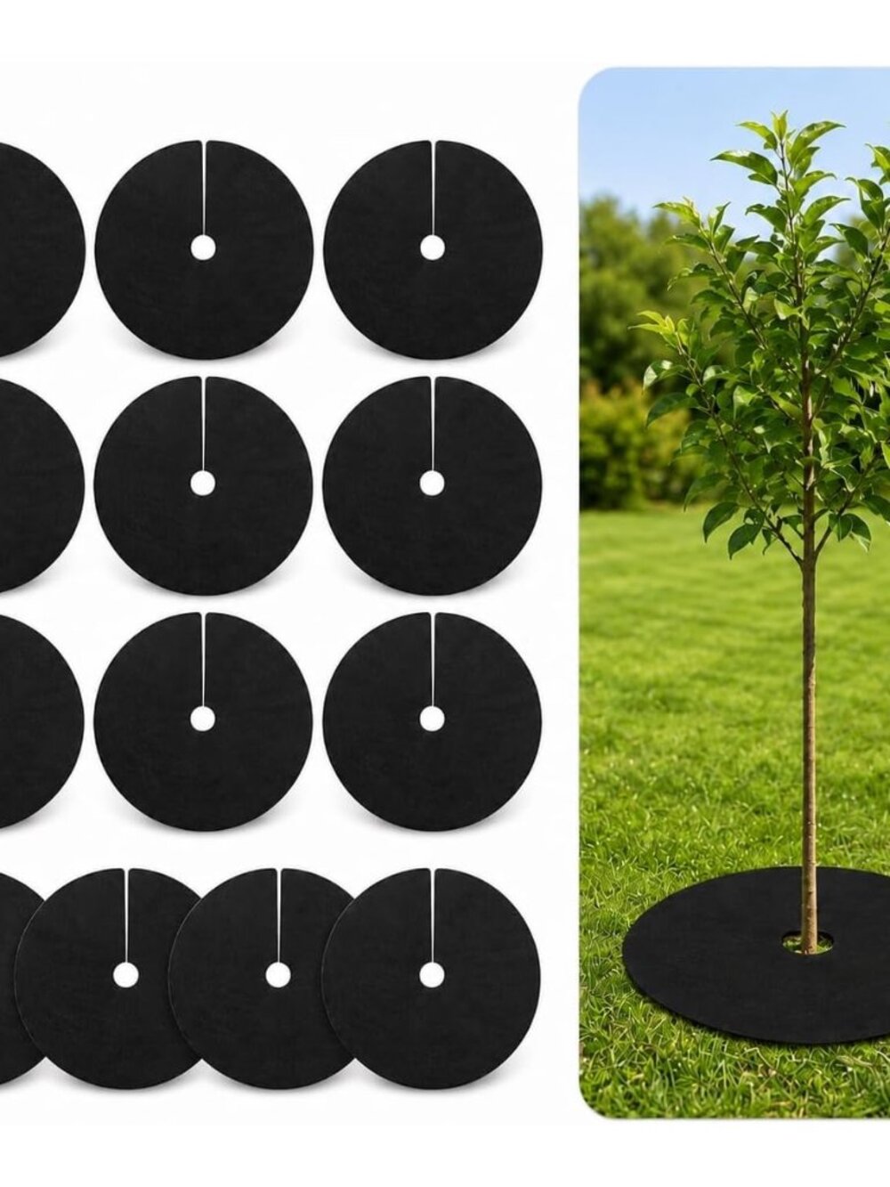 13 PCS Tree Ring Mulch Mat - Root Barrier Tree Protectors